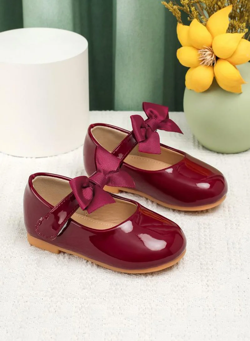 Take Two Girls Solid Bow Decoration Ballerina Shoes